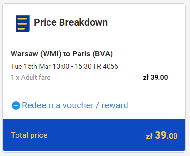 Варшава-Бове Ryanair